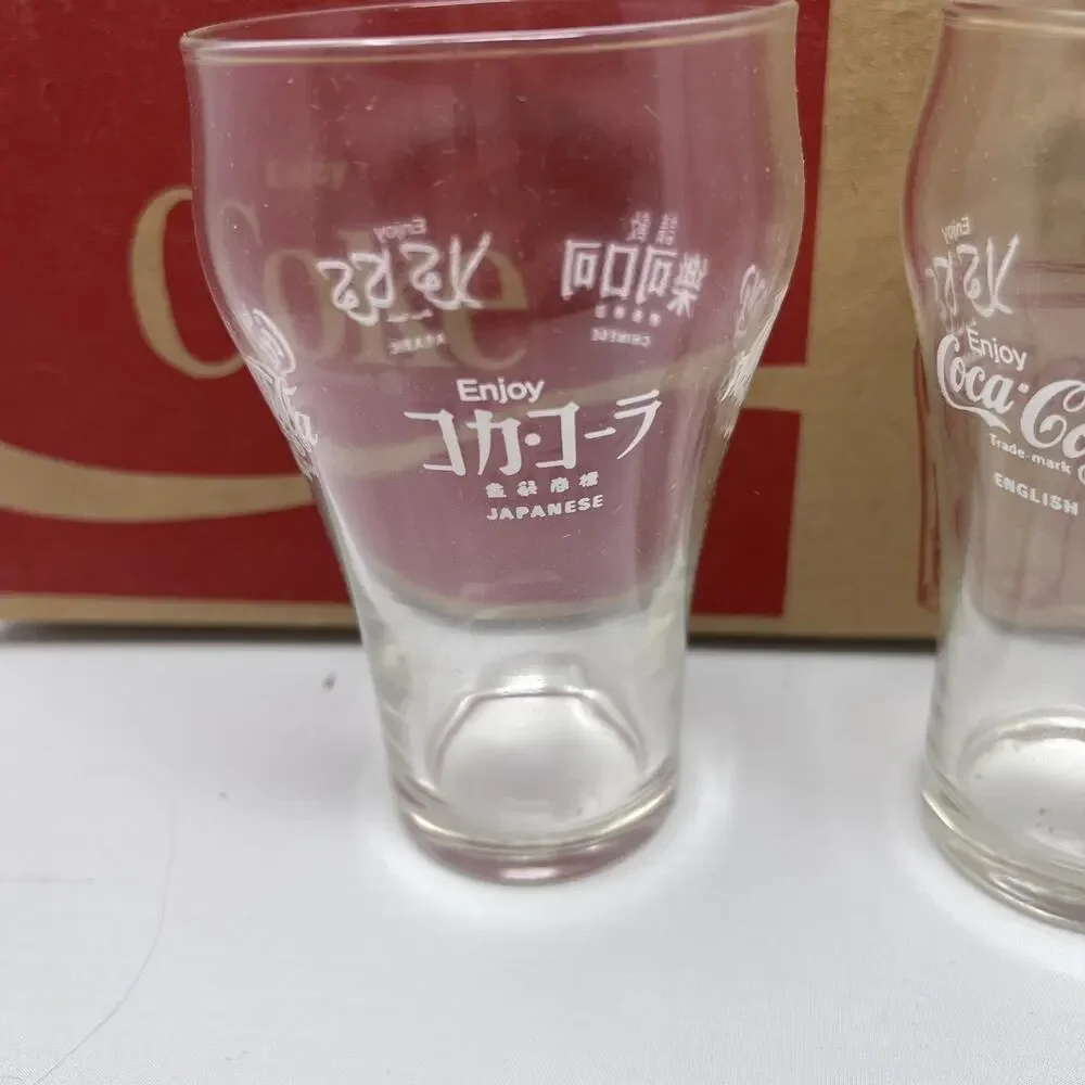 Vintage Set of 10 Coca Cola 12 oz Glasses in Original Box 4 Languages
